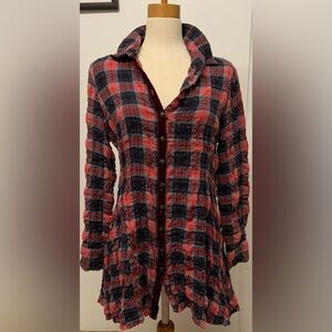 Aratta Red and Black Plaid Button-Down Shirt